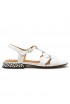 CHIE MIHARA BLACK/WHITE PATENT TYKA SANDALS