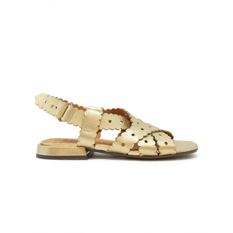 CHIE MIHARA GOLD LEATHER TYBI SANDALS