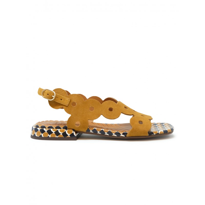 CHIE MIHARA COGNAC SUEDE TYDE SANDALS