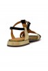 CHIE MIHARA BLACK/GOLD LEATHER TOMEN SANDALS