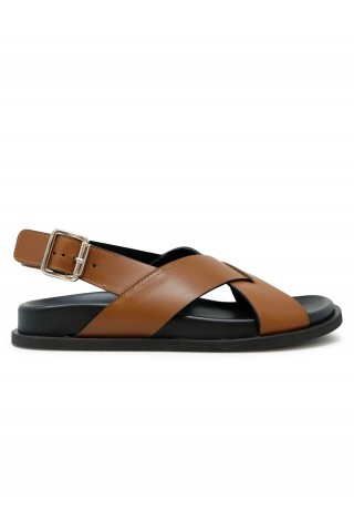 GUGLIELMO ROTTA 7578 NUT LEATHER TWILL SANDAL