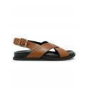 GUGLIELMO ROTTA 7578 NUT LEATHER TWILL SANDAL