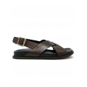 GUGLIELMO ROTTA 7578 BROWN LEATHER TWILL SANDAL