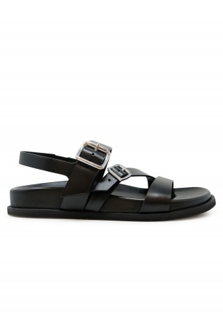 GUGLIELMO ROTTA 7596 BLACK LEATHER TOURS SANDAL