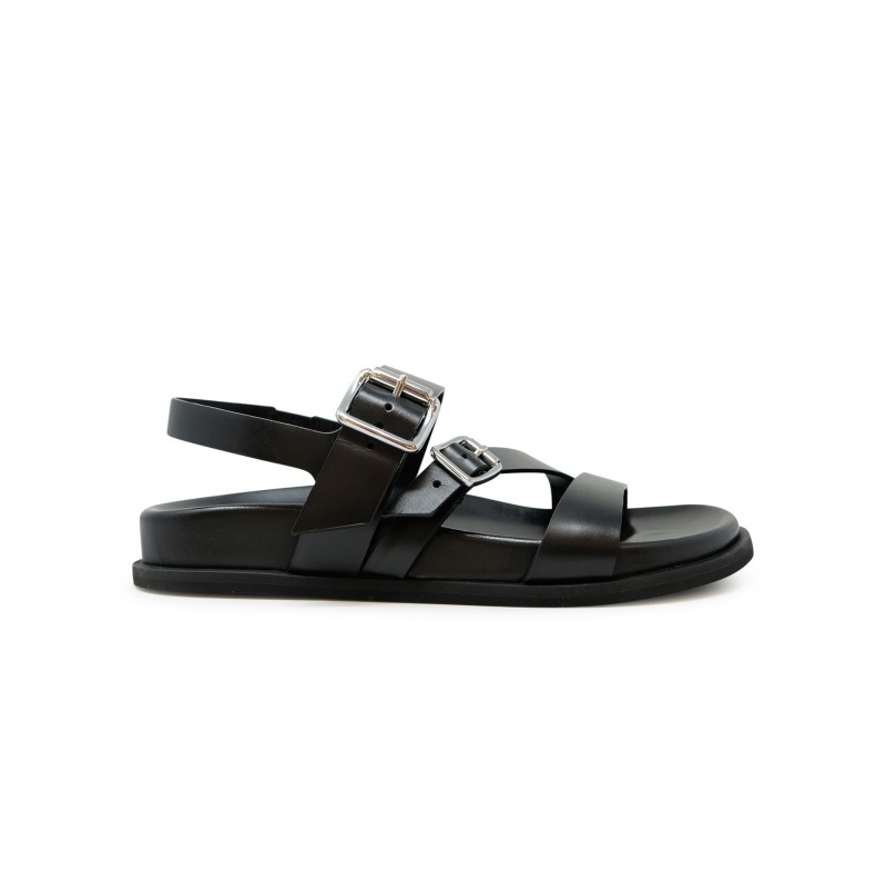 GUGLIELMO ROTTA 7596 BLACK LEATHER TOURS SANDAL