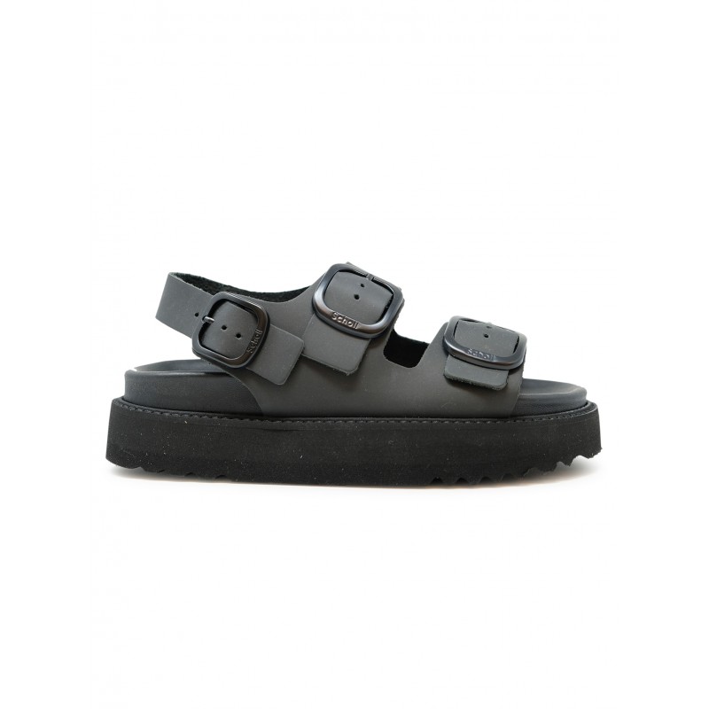 SCHOLL F00663 BLACK LEATHER BLAKE SANDALS