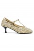 ELENA IACHI R34 BEIGE PLATINUM LEATHER/GLITTER SHOES