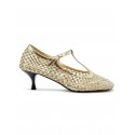 ELENA IACHI R34 BEIGE PLATINUM LEATHER/GLITTER SHOES