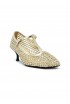 ELENA IACHI R34 BEIGE PLATINUM LEATHER/GLITTER SHOES