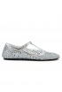 ELENA IACHI R33 GREY SILVER LEATHER/GLITTER BALLERINA SHOES