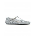 ELENA IACHI R33 GREY SILVER LEATHER/GLITTER BALLERINA SHOES