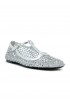 ELENA IACHI R33 GREY SILVER LEATHER/GLITTER BALLERINA SHOES