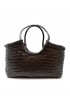 DRAGON 8822 DARK BROWN LEATHER NANTUCKET BASKET BIG HANDBAG