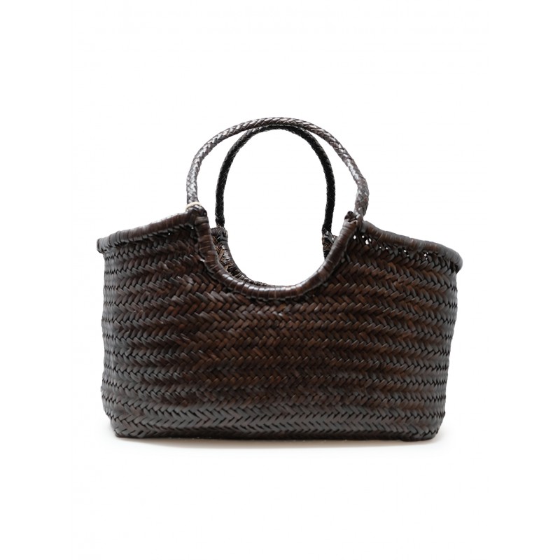DRAGON 8822 DARK BROWN LEATHER NANTUCKET BASKET BIG HANDBAG