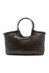DRAGON 8822 DARK BROWN LEATHER NANTUCKET BASKET BIG HANDBAG