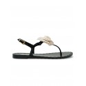 MENGHI ME1348PW BLACK-IVORY JELLY AFRODITE FLAT SANDALS