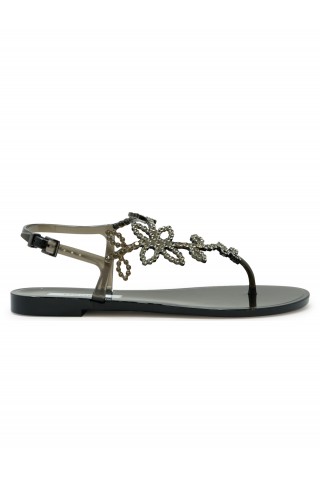 MENGHI ME1343PW BLACK JELLY GALATEA FLAT SANDALS