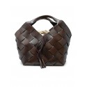 DRAGON 8108 DARK BROWN LEATHER BOTTEGHE BUCKET HANDBAG