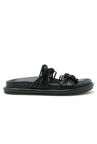 SANTONI WHXA72199GOMTMKNN01 BLACK LEATHER SANDAL