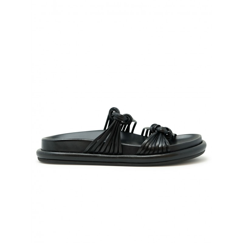 SANTONI WHXA72199GOMTMKNN01 BLACK LEATHER SANDAL