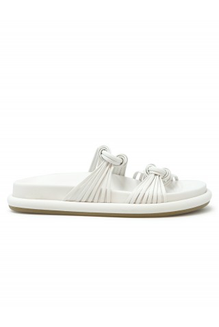 SANTONI WHXA72199GOMTMKNI80 WHITE LEATHER SANDAL