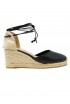 CASTANER 026078-100 BLACK LEATHER CARINA WEDGE SANDALS