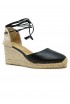 CASTANER 026078-100 BLACK LEATHER CARINA WEDGE SANDALS