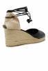 CASTANER 026078-100 BLACK LEATHER CARINA WEDGE SANDALS