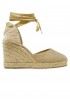 CASTANER 026160-3000 GOLD CANVAS CARINA WEDGE SANDALS
