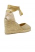CASTANER 026160-3000 GOLD CANVAS CARINA WEDGE SANDALS