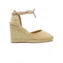CASTANER 026077-2013 NUDE LEATHER CARINA WEDGE SANDALS