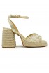 CASTANER 026168-4078 GOLD TULLE AND RAFFIA VALS WEDGE SANDALS