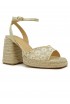 CASTANER 026168-4078 GOLD TULLE AND RAFFIA VALS WEDGE SANDALS