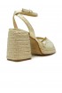 CASTANER 026168-4078 GOLD TULLE AND RAFFIA VALS WEDGE SANDALS