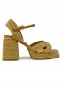 CASTANER 023116-3006 GOLD RAFFIA VALLE WEDGE SANDALS
