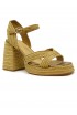 CASTANER 023116-3006 GOLD RAFFIA VALLE WEDGE SANDALS