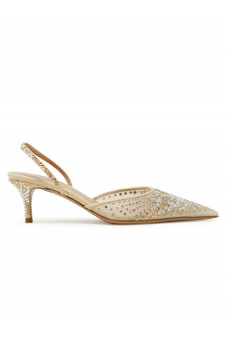 GEDEBE NUDE TULLE AND CRYSTALS ANITTA SLINGBACK 80