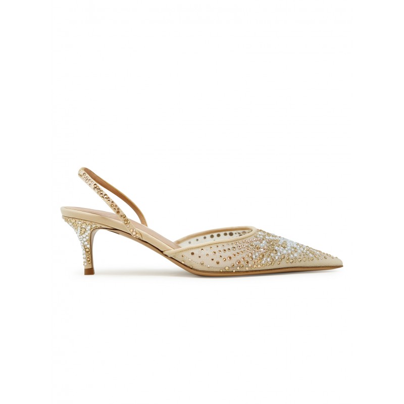 GEDEBE NUDE TULLE AND CRYSTALS ANITTA SLINGBACK 80