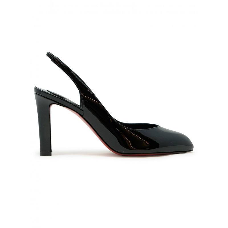 CHRISTIAN LOUBOUTIN 3260060 B439 BLACK PATENT FANNY LOVE 85 SLING BACKS