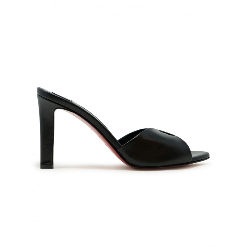 CHRISTIAN LOUBOUTIN 3260210 B439 BLACK LEATHER FANNY SLIDE 85