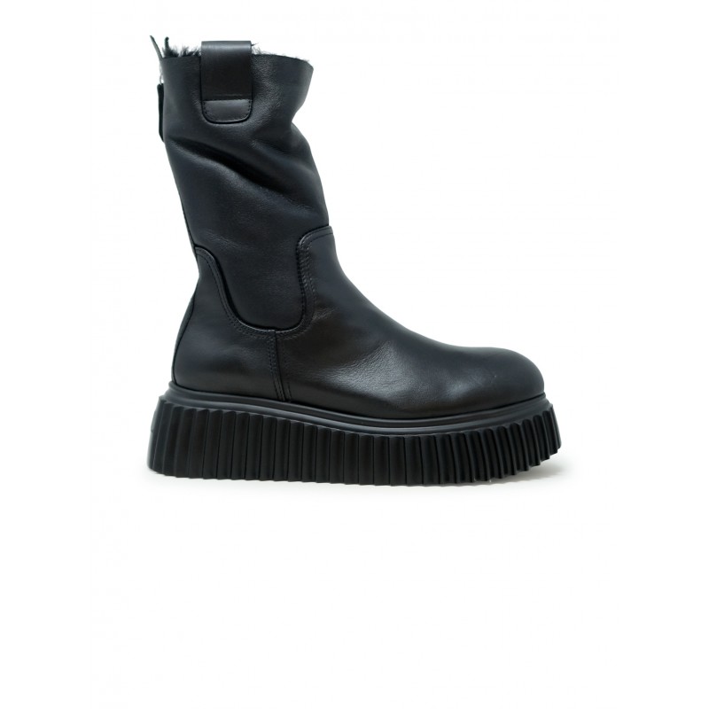 AGL D751529PGK7514013 MILAGROS BLACK LEATHER FUR BOOTS