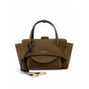 HIDESINS FL13SDCHO FLAP S BROWN SUEDE HANDBAG