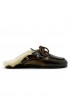 POSA COFFEE LEATHER MULE WITH FUR