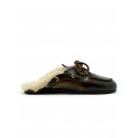 POSA COFFEE LEATHER MULE WITH FUR