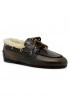 POSA COFFEE BRUSHED LEATHER BOAT LOAFER WITH FUR