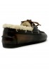 POSA COFFEE BRUSHED LEATHER BOAT LOAFER WITH FUR