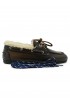 POSA COFFEE BRUSHED LEATHER BOAT LOAFER WITH FUR