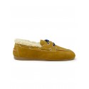 POSA PW29 BROWN SUEDE BOAT LOAFER WITH FUR