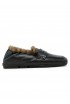 ASH F26-BARKLEYFUR02 NAPPA BLACK FAKE FUR LEOPARD LOAFERS