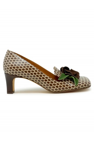 CHIE MIHARA SHUZ POIS BROWN BEIGE LEATHER PUMPS